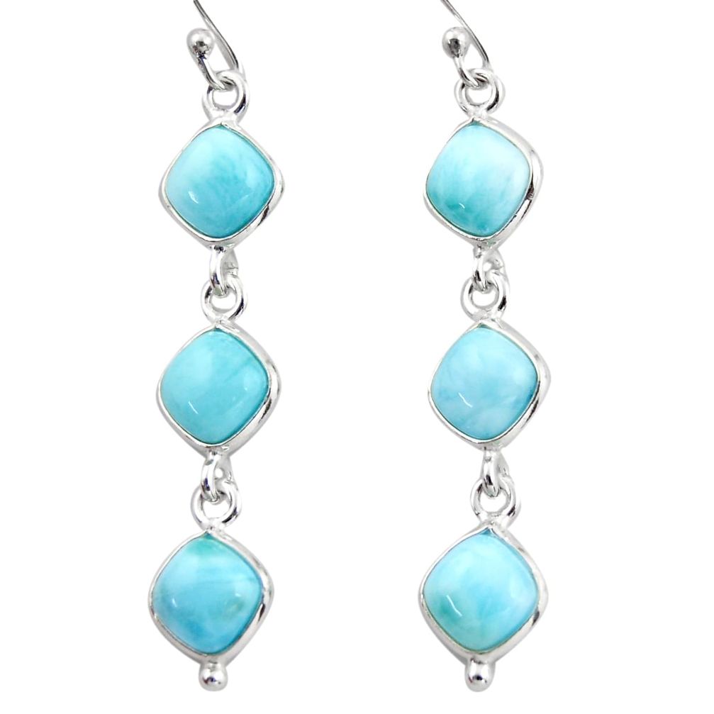 925 sterling silver 14.18cts natural blue larimar dangle earrings jewelry r38156