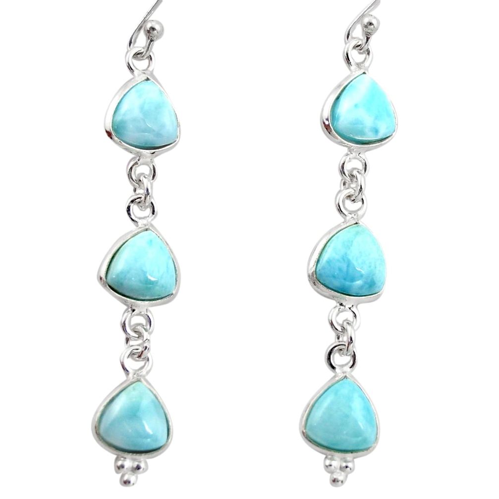 925 sterling silver 11.93cts natural blue larimar dangle earrings jewelry r38189