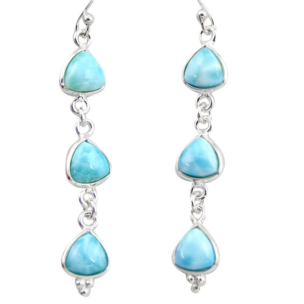 925 sterling silver 12.57cts natural blue larimar dangle earrings jewelry r38192