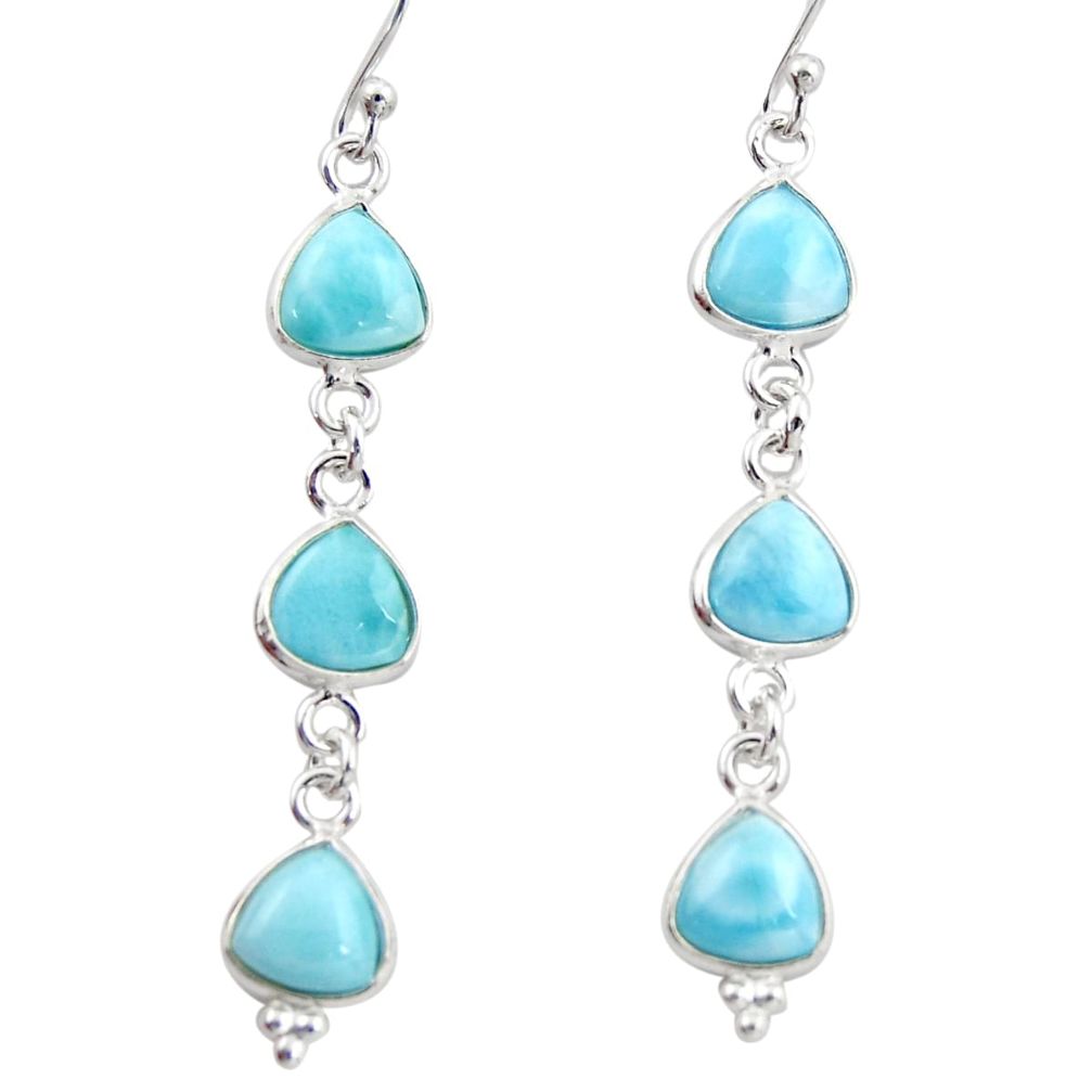 925 sterling silver 11.93cts natural blue larimar dangle earrings jewelry r38196