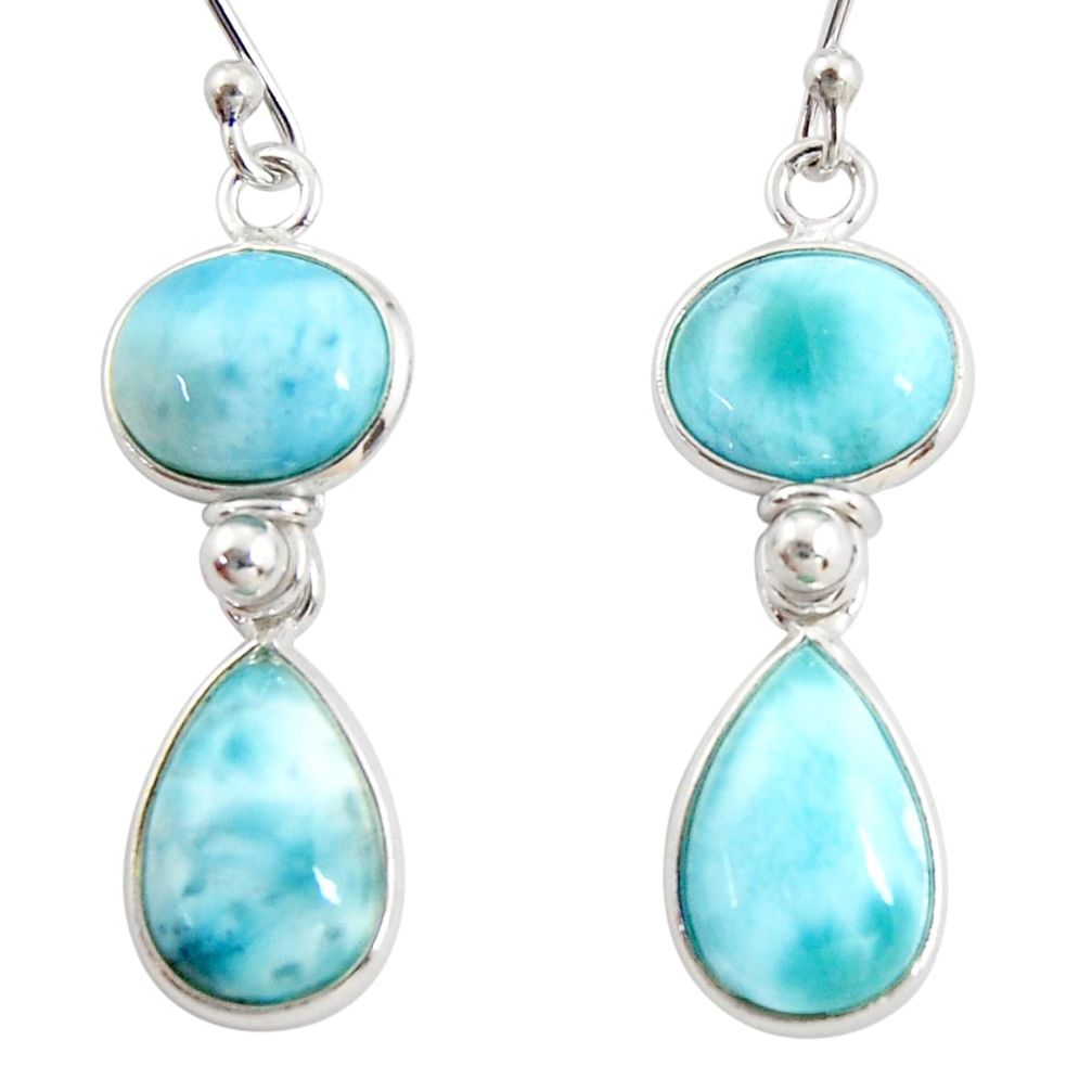 925 sterling silver 13.02cts natural blue larimar dangle earrings jewelry r38204