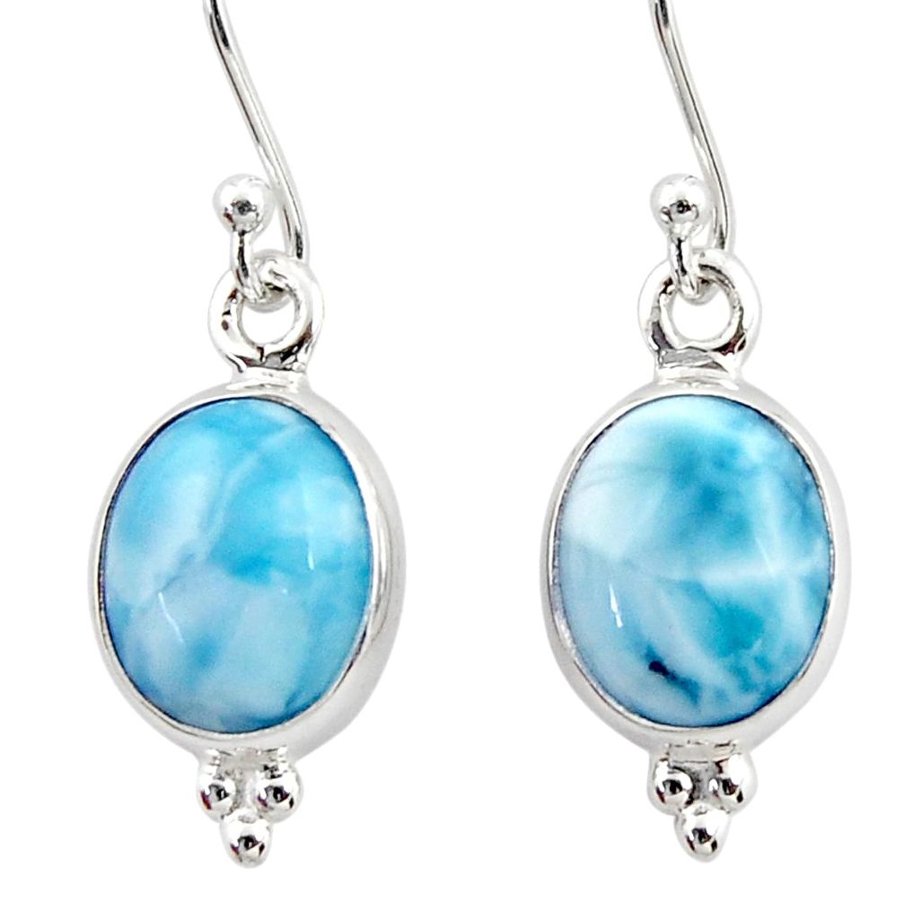 925 sterling silver 8.07cts natural blue larimar dangle earrings jewelry r52124