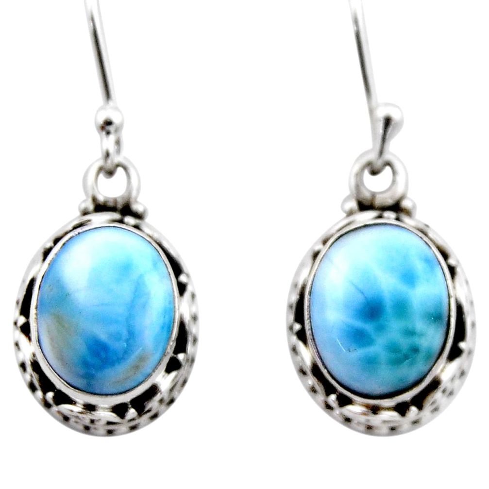 925 sterling silver 7.97cts natural blue larimar dangle earrings jewelry r53064