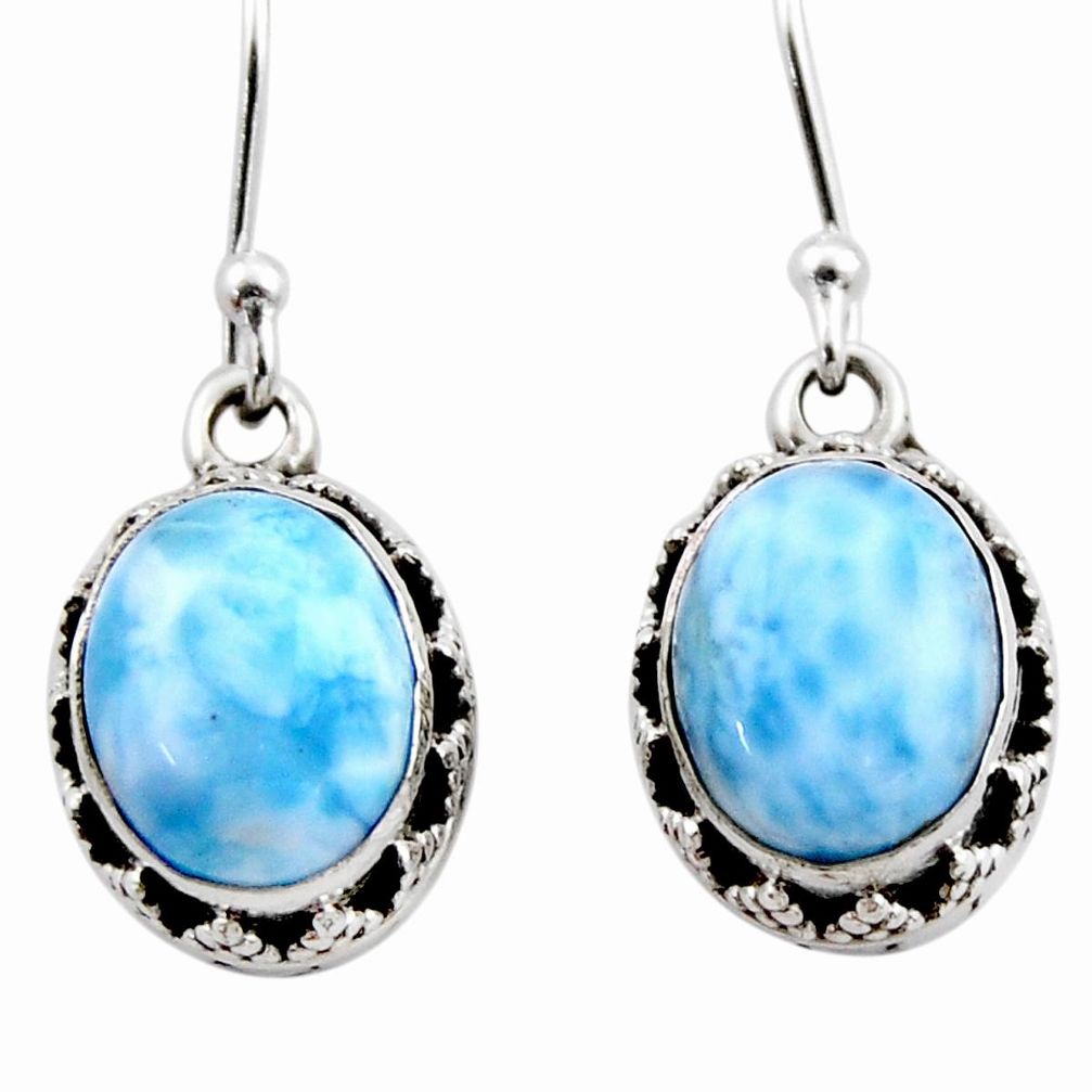 925 sterling silver 8.16cts natural blue larimar dangle earrings jewelry r53074