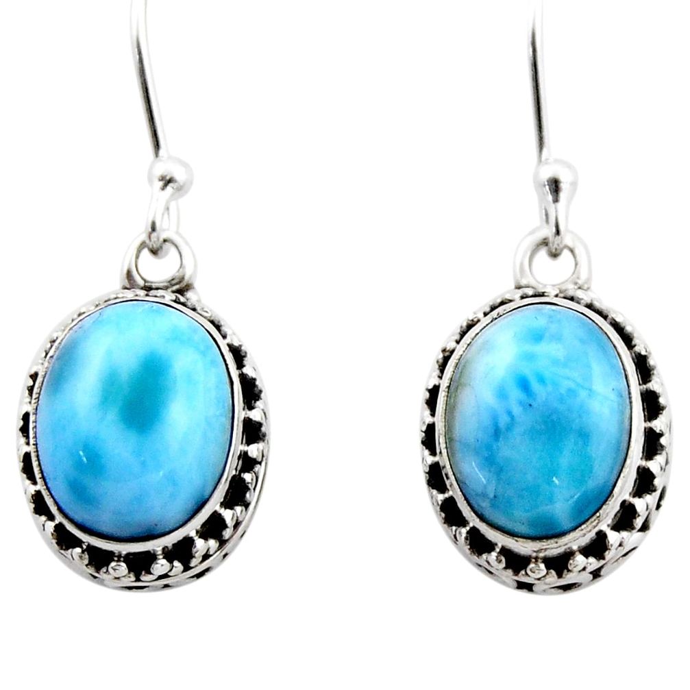 925 sterling silver 8.22cts natural blue larimar dangle earrings jewelry r53080