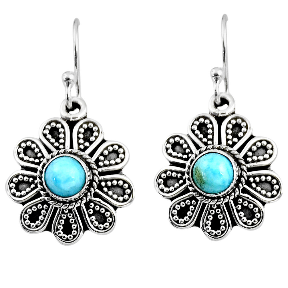 925 sterling silver 1.47cts natural blue larimar dangle earrings jewelry r54016