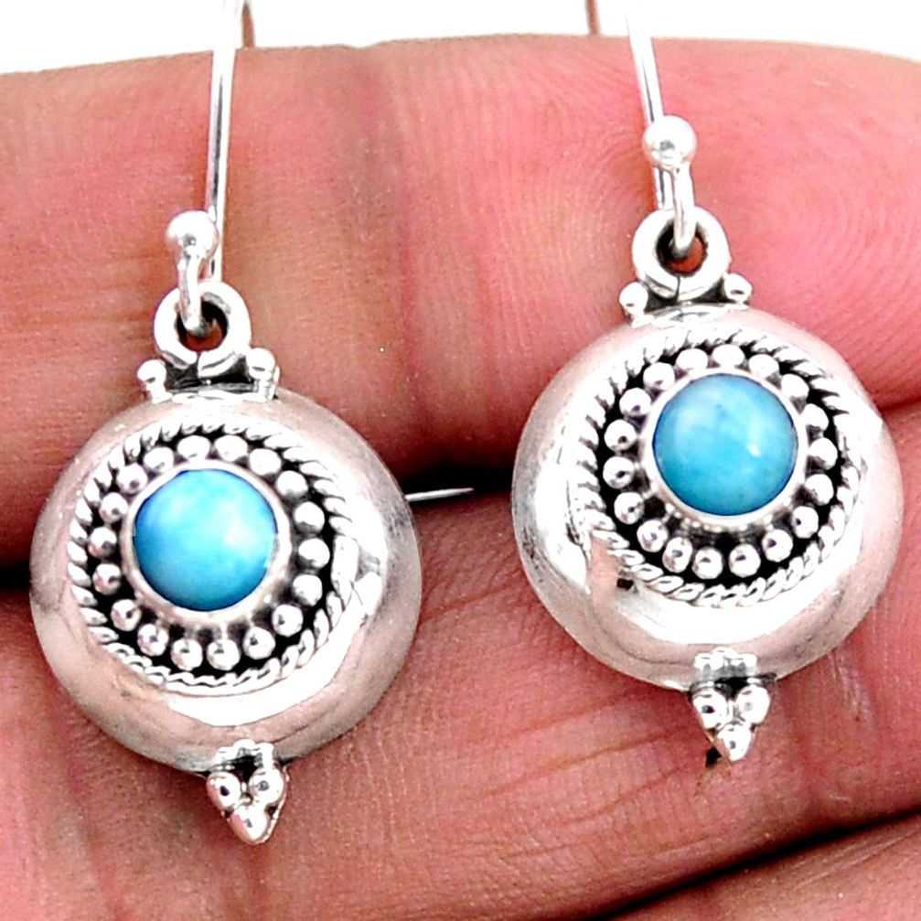 925 sterling silver 1.26cts natural blue larimar dangle earrings jewelry r54104
