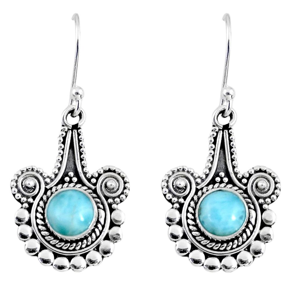 925 sterling silver 2.46cts natural blue larimar dangle earrings jewelry r55337