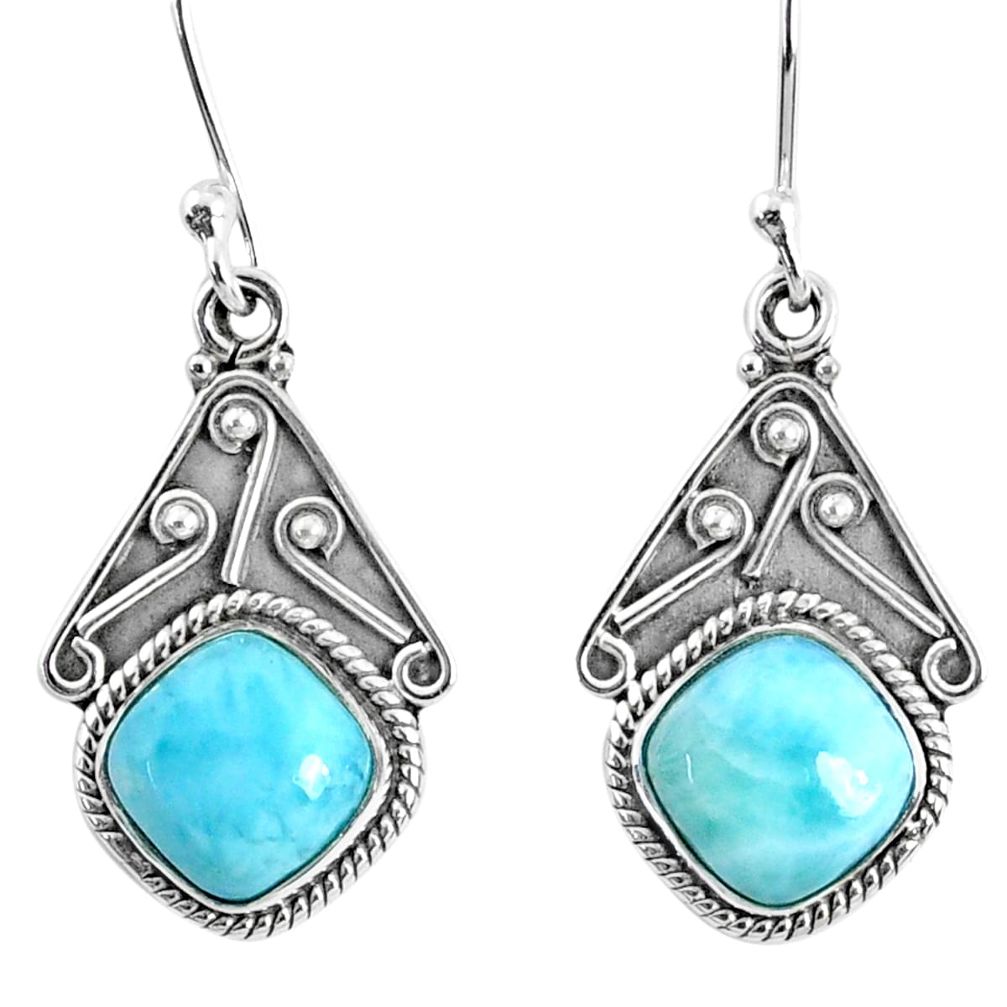 925 sterling silver 6.64cts natural blue larimar dangle earrings jewelry r67089