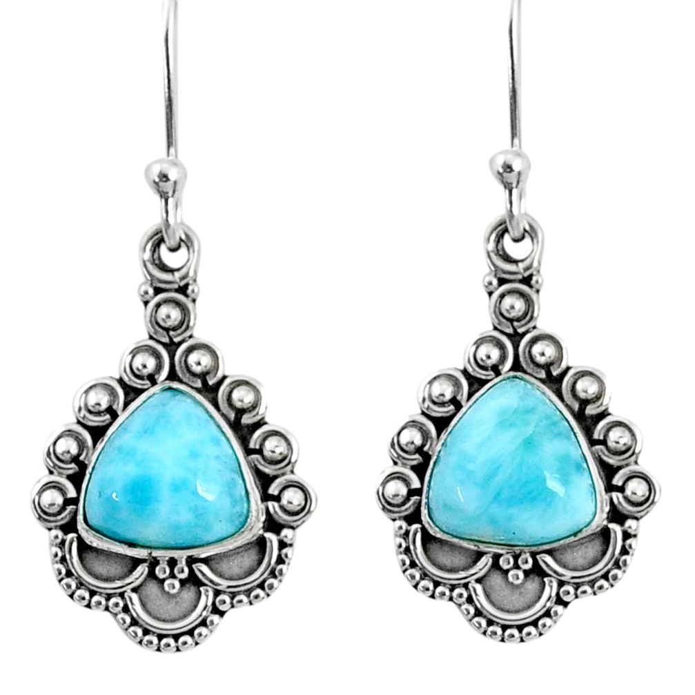 925 sterling silver 5.80cts natural blue larimar dangle earrings jewelry r67152