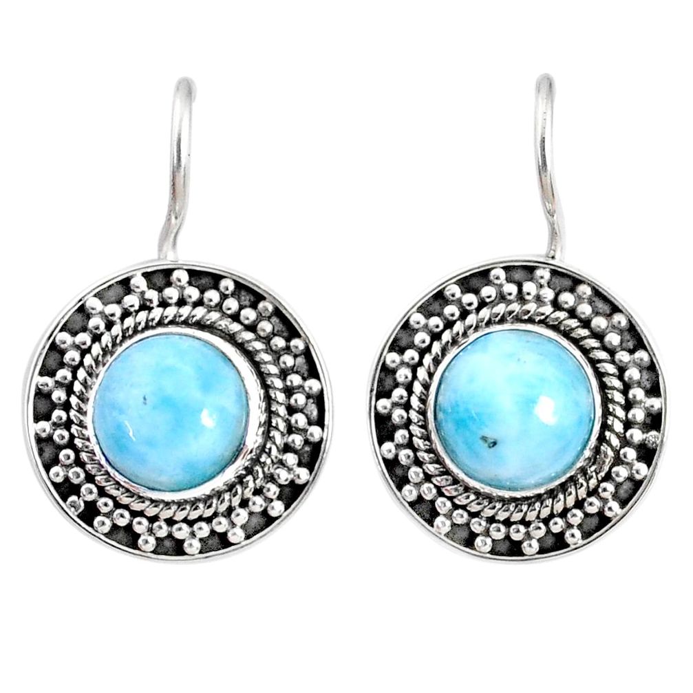 925 sterling silver 5.52cts natural blue larimar dangle earrings jewelry r67248