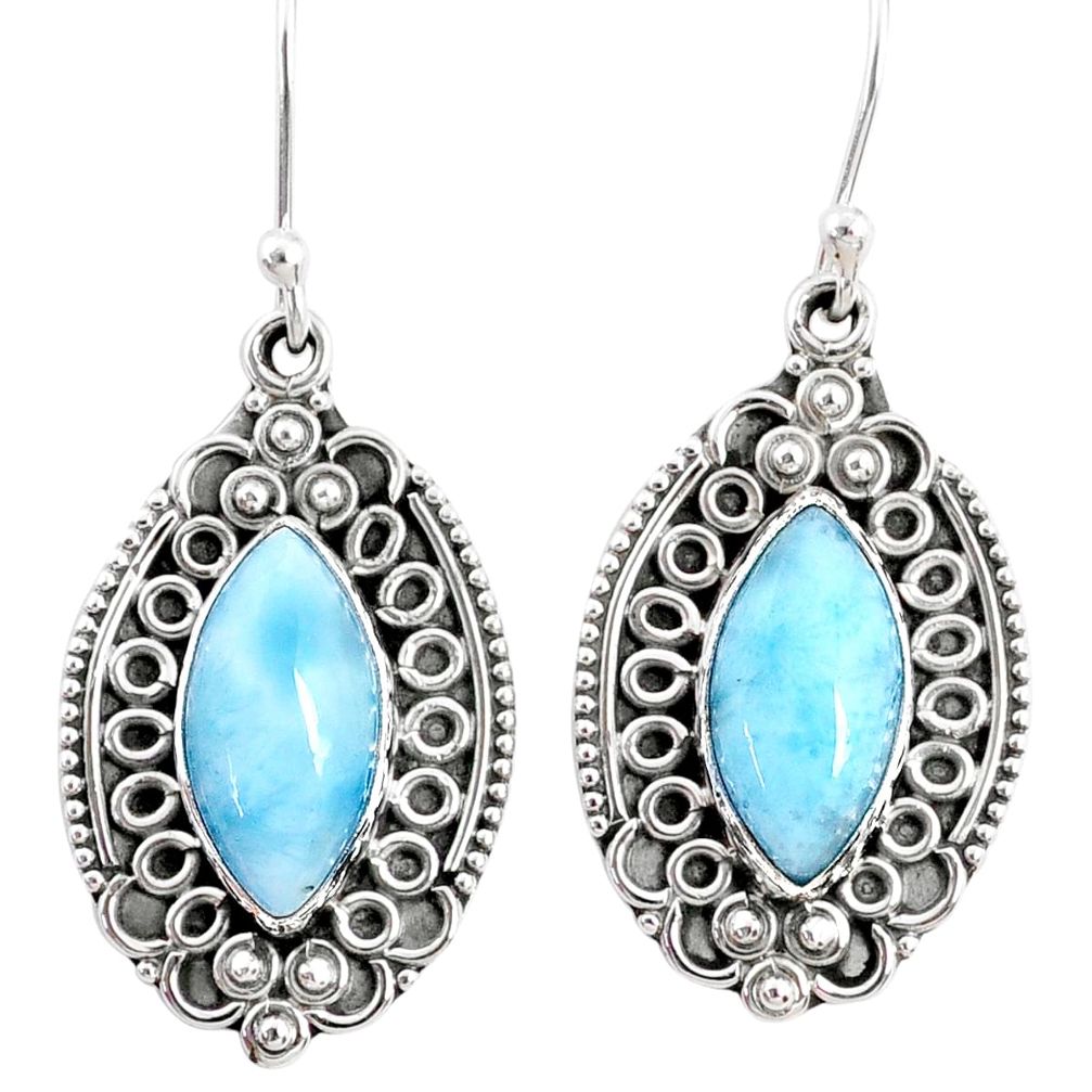 925 sterling silver 11.46cts natural blue larimar dangle earrings jewelry r67257