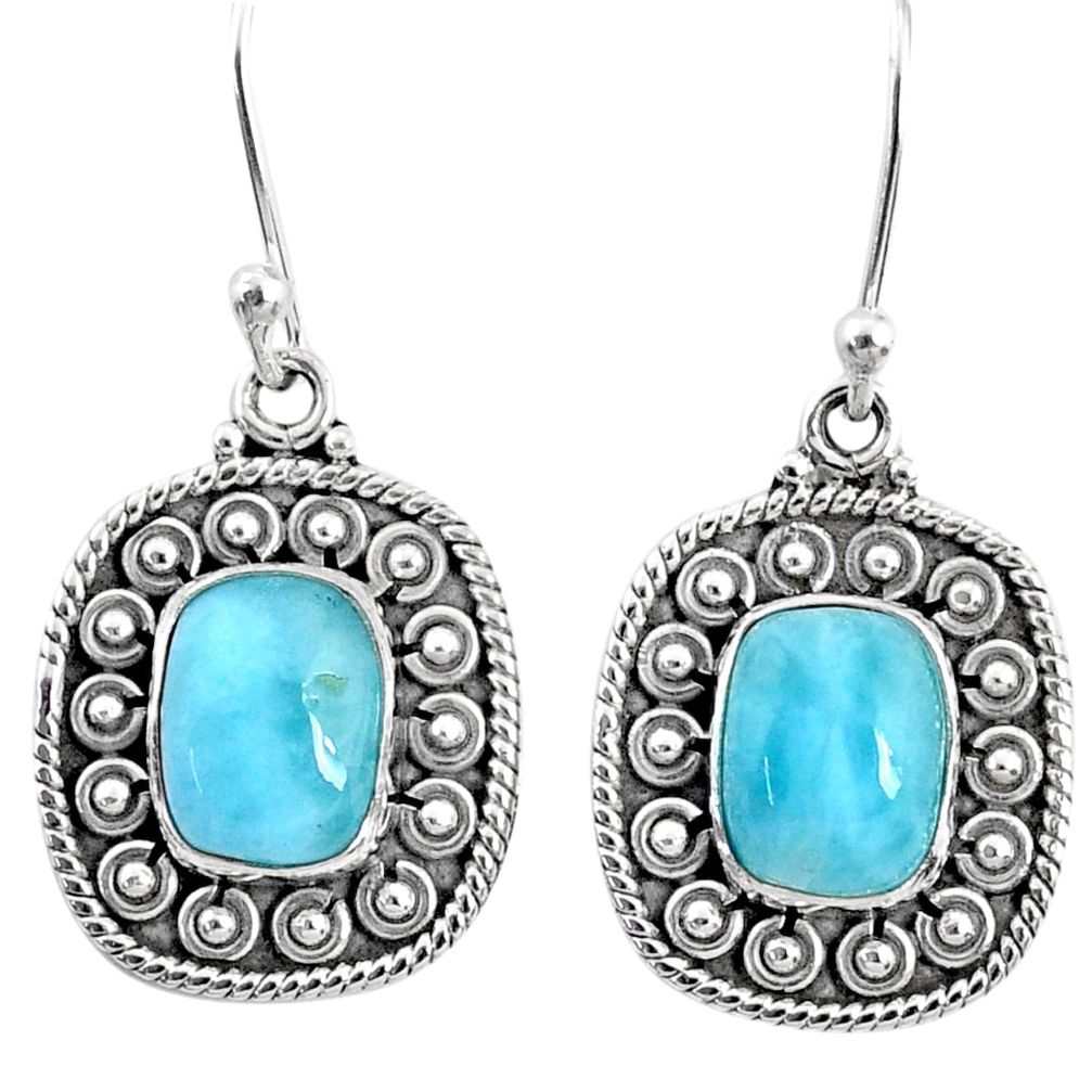 925 sterling silver 4.35cts natural blue larimar dangle earrings jewelry r67270