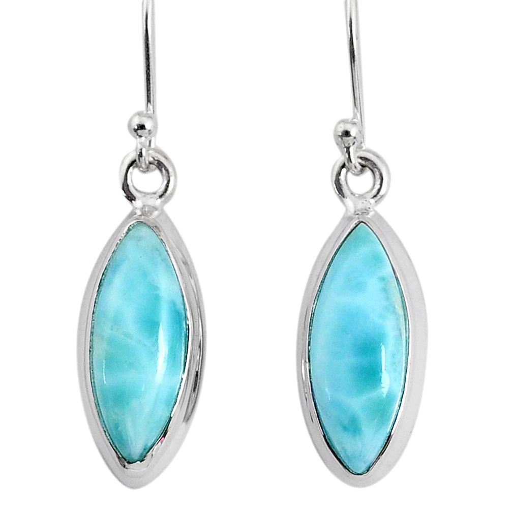925 sterling silver 10.08cts natural blue larimar dangle handmade earring r83812