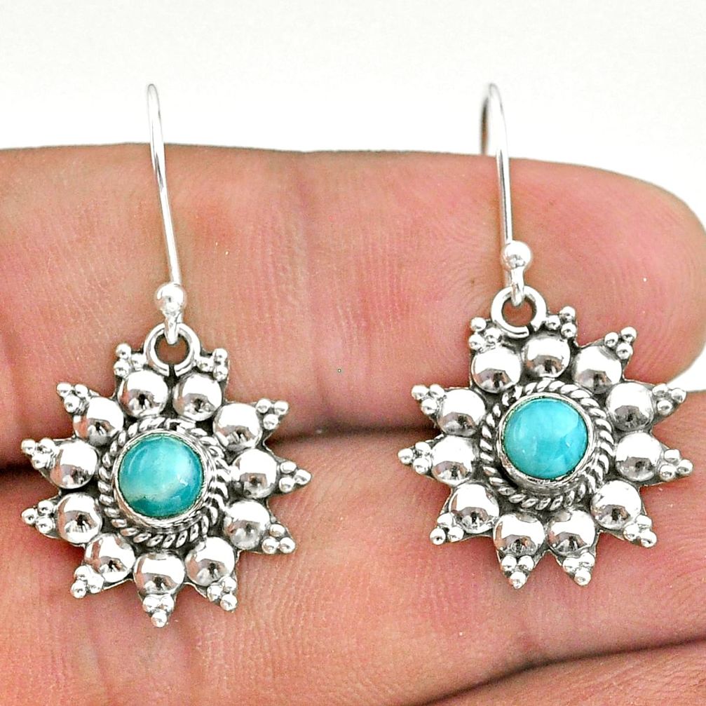 925 silver 1.84cts natural blue larimar dangle earrings jewelry t34204