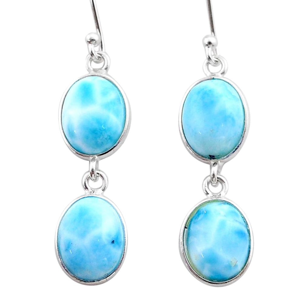 925 sterling silver 11.28cts natural blue larimar dangle earrings jewelry t44634