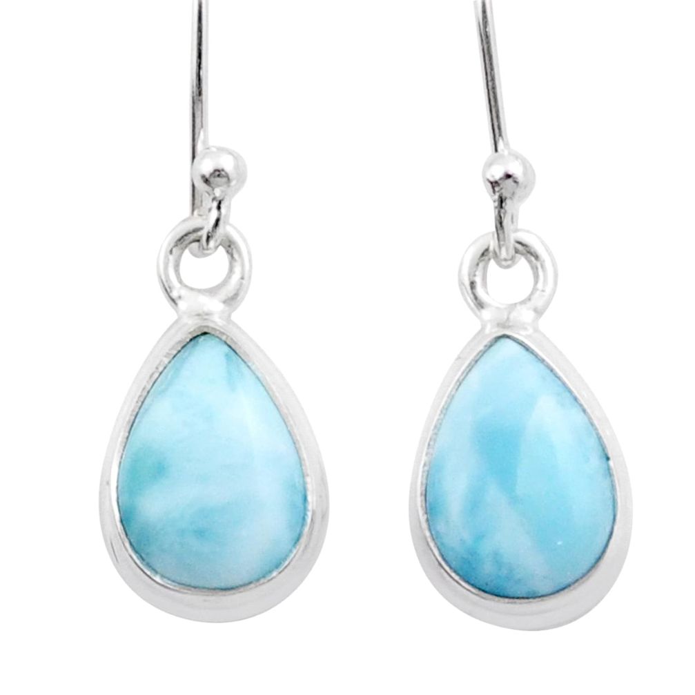 925 sterling silver 6.31cts natural blue larimar dangle earrings jewelry u16071