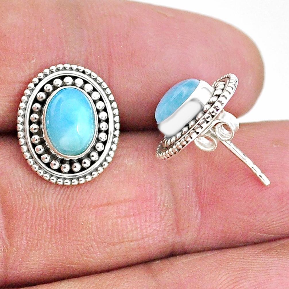 925 sterling silver 4.01cts natural blue larimar earrings jewelry t4016