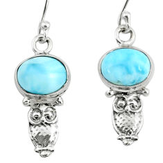 925 sterling silver 4.34cts natural blue larimar owl earrings jewelry r72404