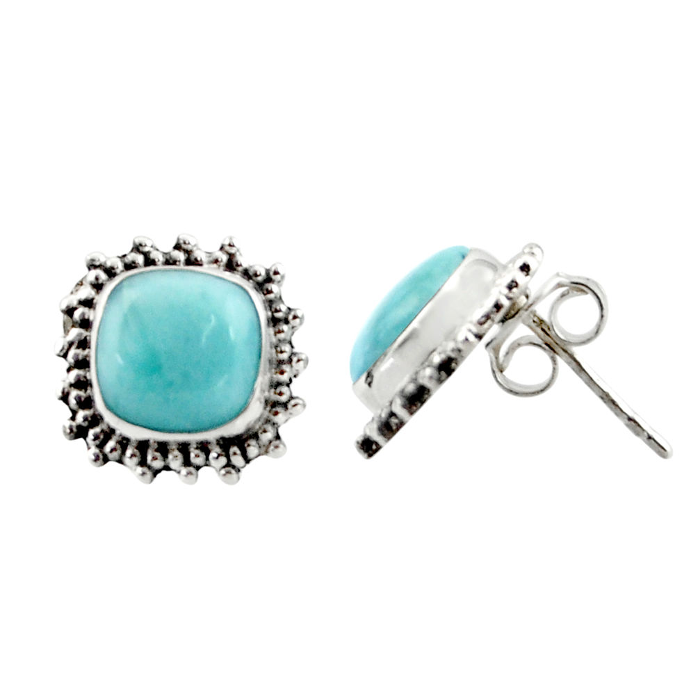 925 sterling silver 6.61cts natural blue larimar stud earrings jewelry r36608