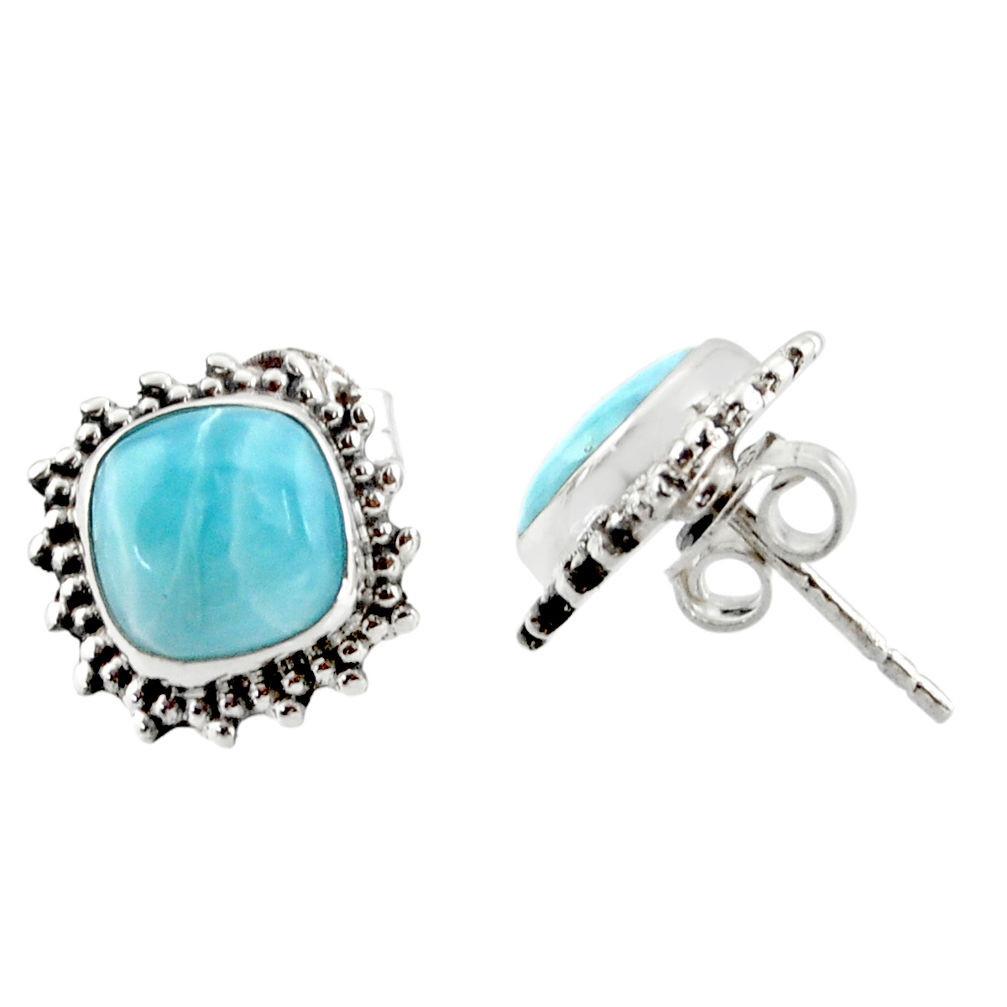 925 sterling silver 6.61cts natural blue larimar stud earrings jewelry r36612