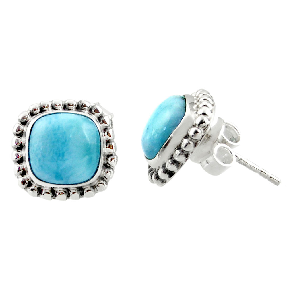 925 sterling silver 7.24cts natural blue larimar stud earrings jewelry r36616