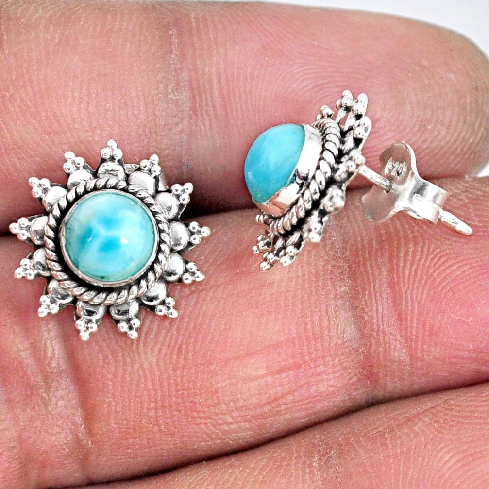 925 sterling silver 2.44cts natural blue larimar stud earrings jewelry r55340