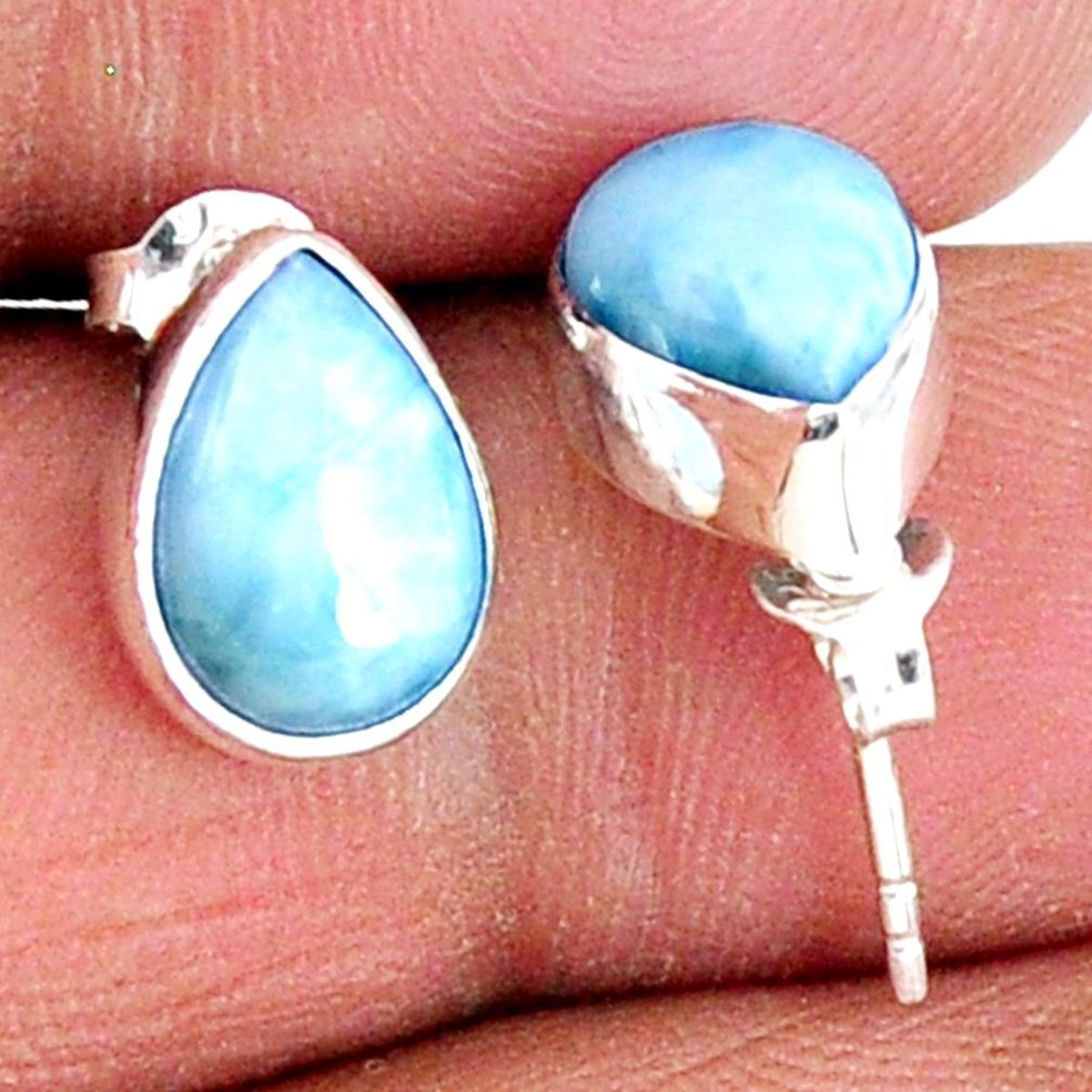 925 sterling silver 5.46cts natural blue larimar stud earrings jewelry r56479