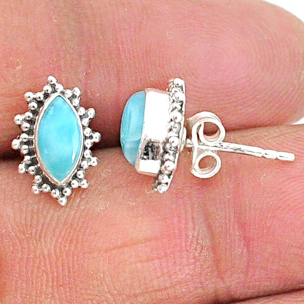 925 sterling silver 3.84cts natural blue larimar stud earrings jewelry t3888