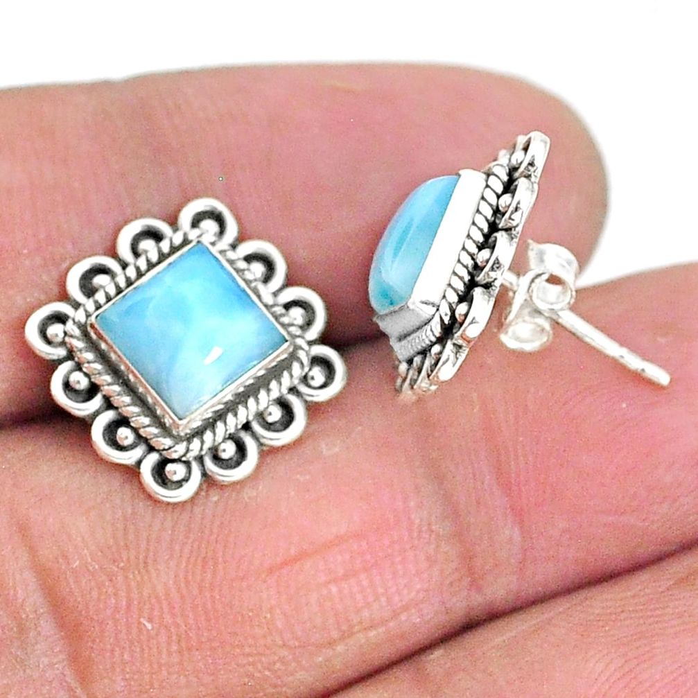 925 sterling silver 5.63cts natural blue larimar stud earrings jewelry t3924