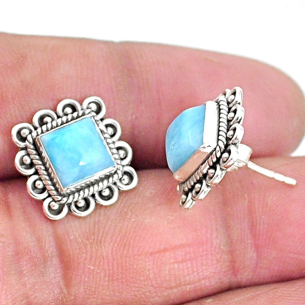 925 sterling silver 5.53cts natural blue larimar stud earrings jewelry t3927
