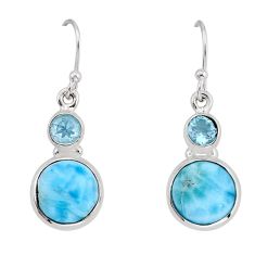 925 sterling silver 10.70cts natural blue larimar topaz dangle earrings y81410