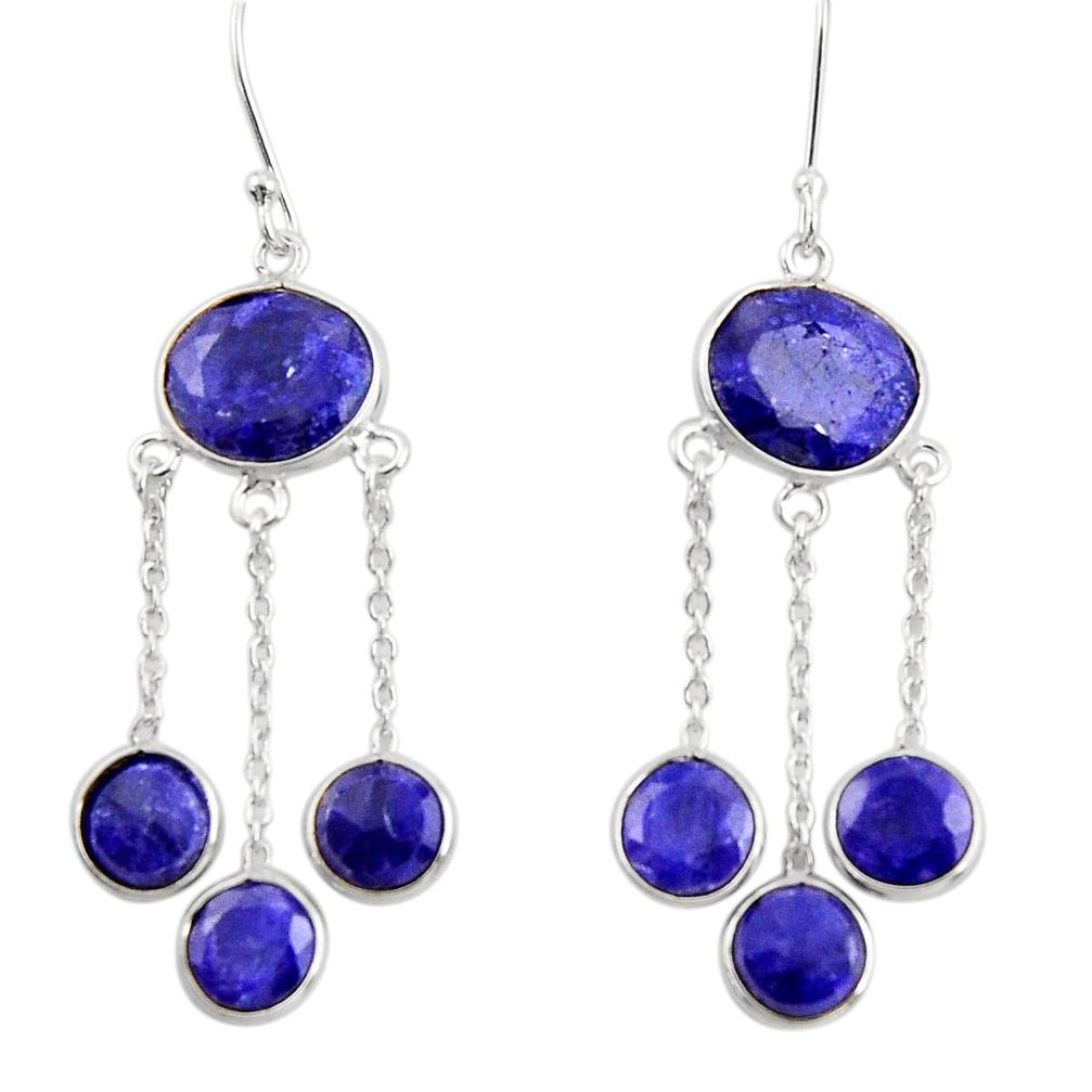925 sterling silver 15.08cts natural blue sapphire chandelier earrings d39832