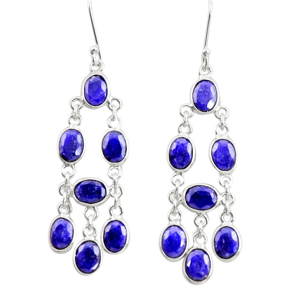 925 sterling silver 18.73cts natural blue sapphire chandelier earrings d39869