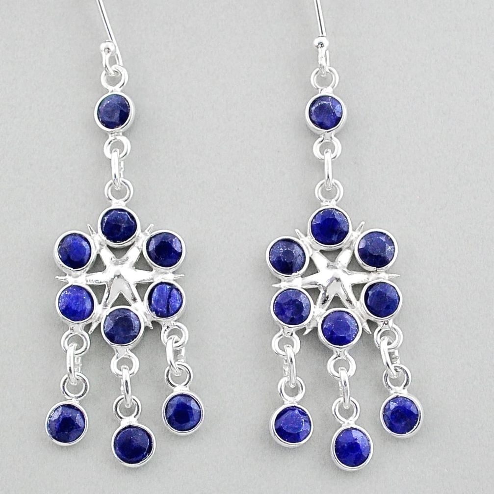 925 sterling silver 9.88cts natural blue sapphire chandelier earrings u8174