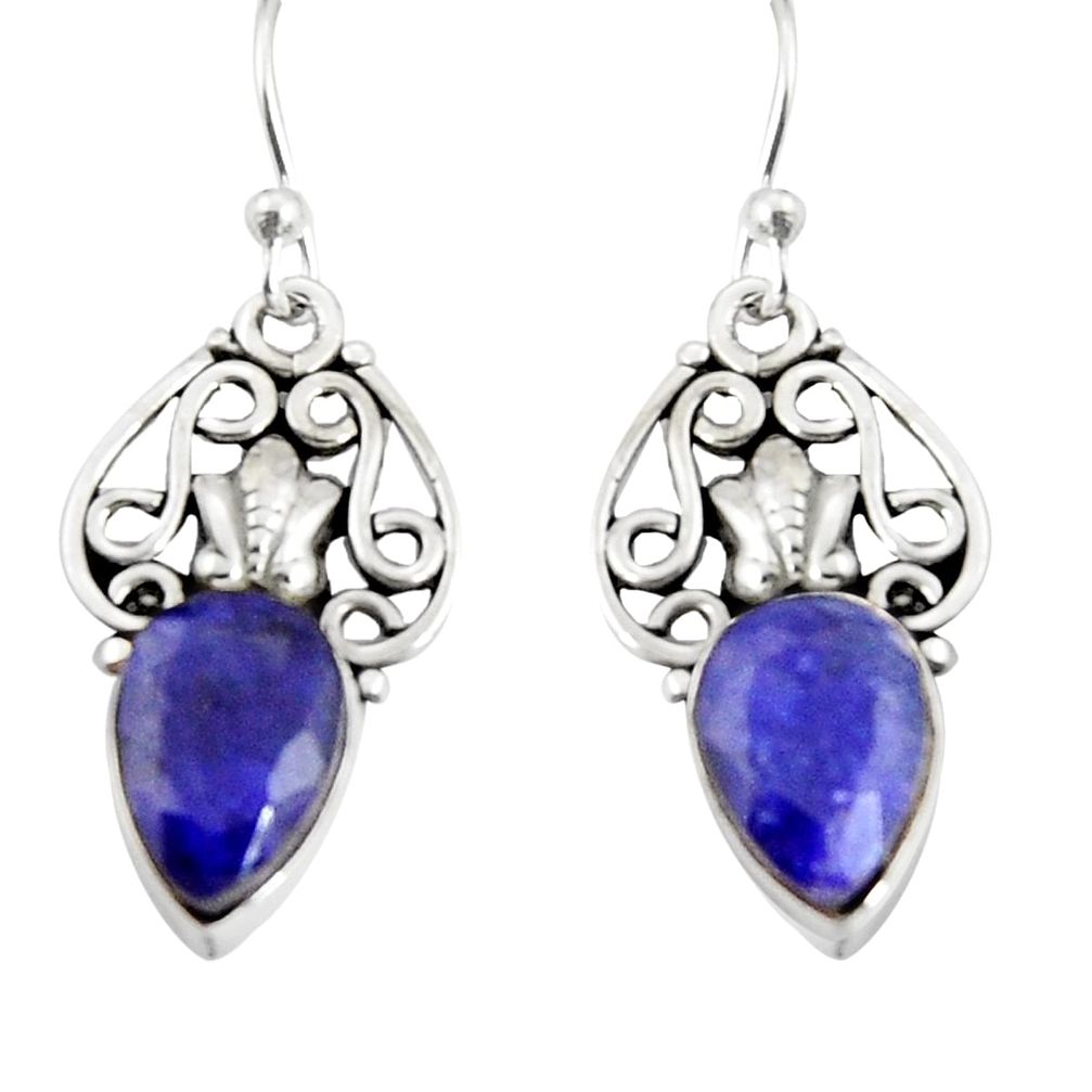 925 sterling silver 4.92cts natural blue sapphire dangle earrings jewelry r19891