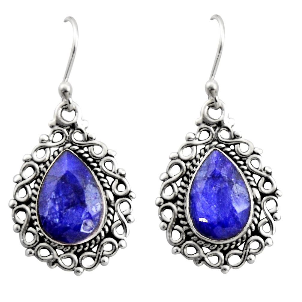 925 sterling silver 8.79cts natural blue sapphire dangle earrings jewelry r21704