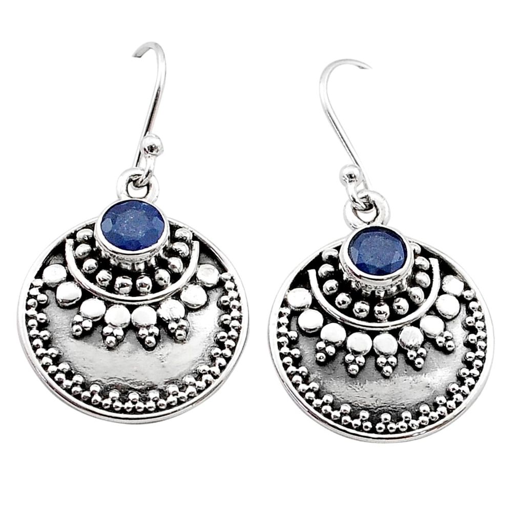 925 sterling silver 2.26cts natural blue sapphire dangle earrings jewelry t68170