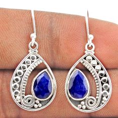 925 sterling silver 4.47cts natural blue sapphire dangle earrings jewelry t82511