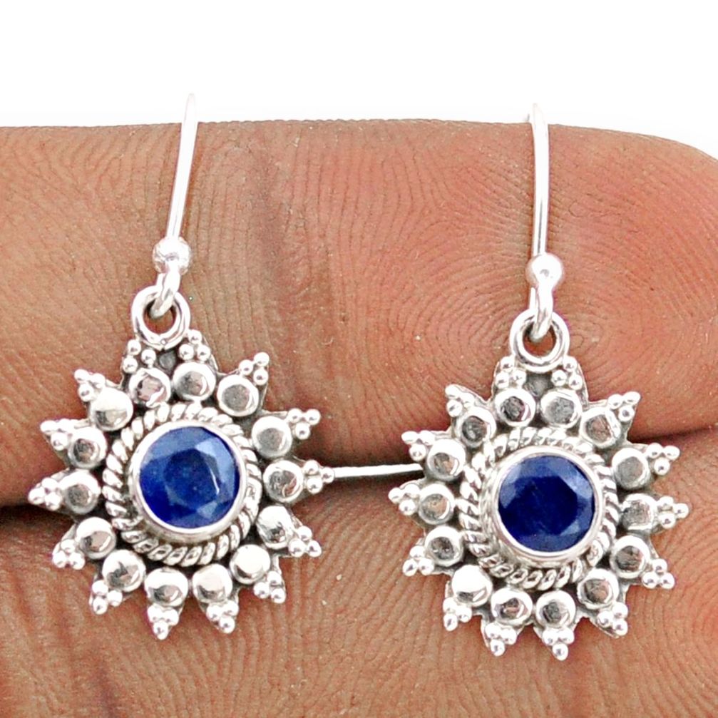925 sterling silver 1.74cts natural blue sapphire dangle earrings jewelry t82543