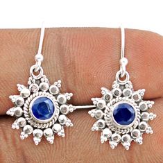 925 sterling silver 1.74cts natural blue sapphire dangle earrings jewelry t82543