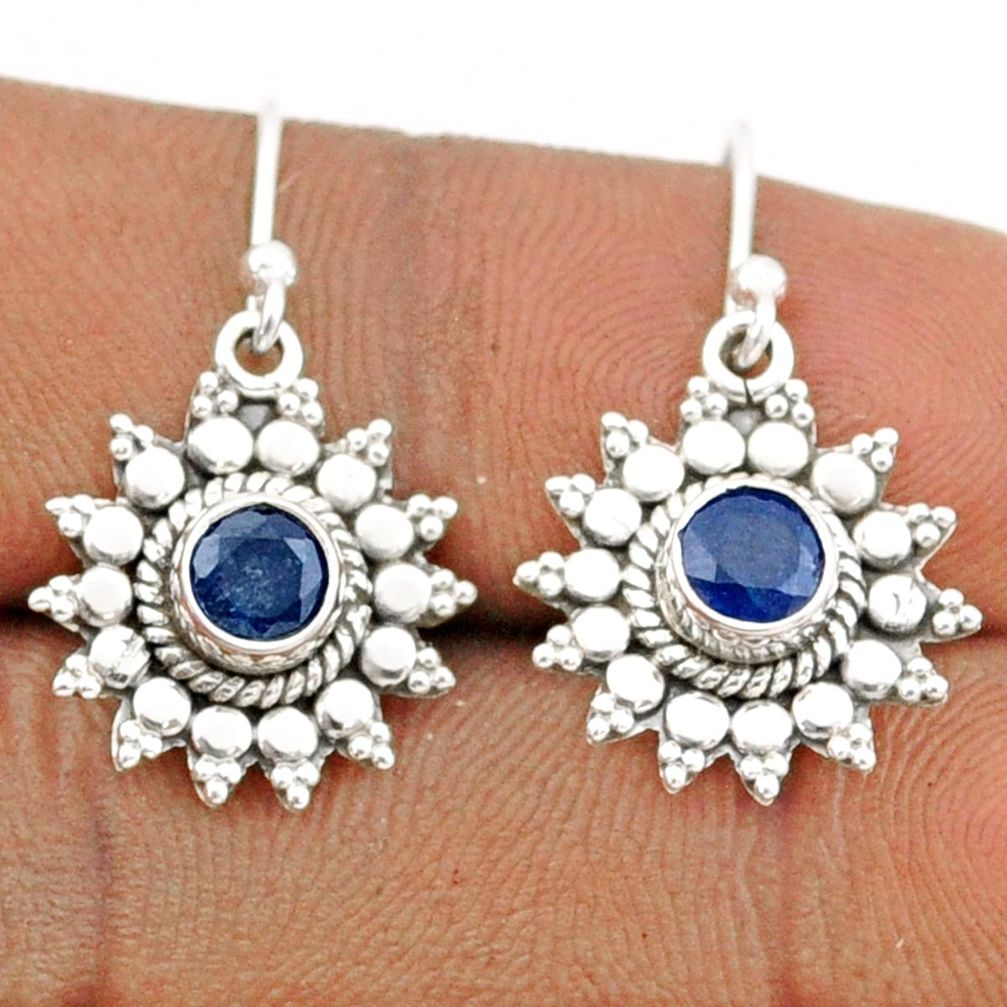 925 sterling silver 1.74cts natural blue sapphire dangle earrings jewelry t82546