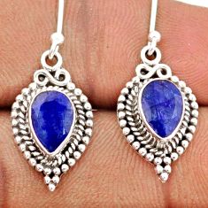 925 sterling silver 4.28cts natural blue sapphire dangle earrings jewelry t82668