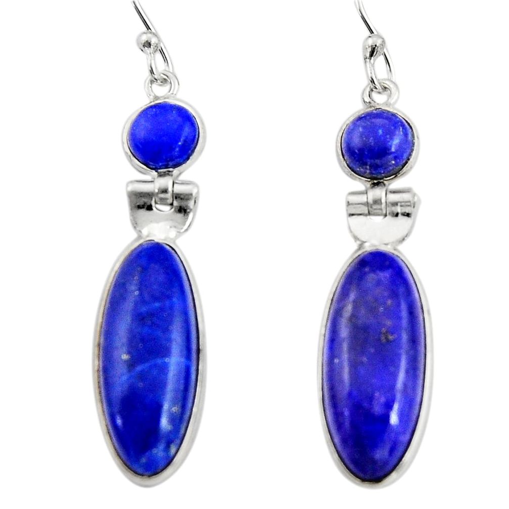 925 sterling silver 15.93cts natural blue sapphire dangle earrings r19924