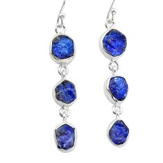 925 sterling silver 16.52cts natural blue sapphire rough dangle earrings y15523