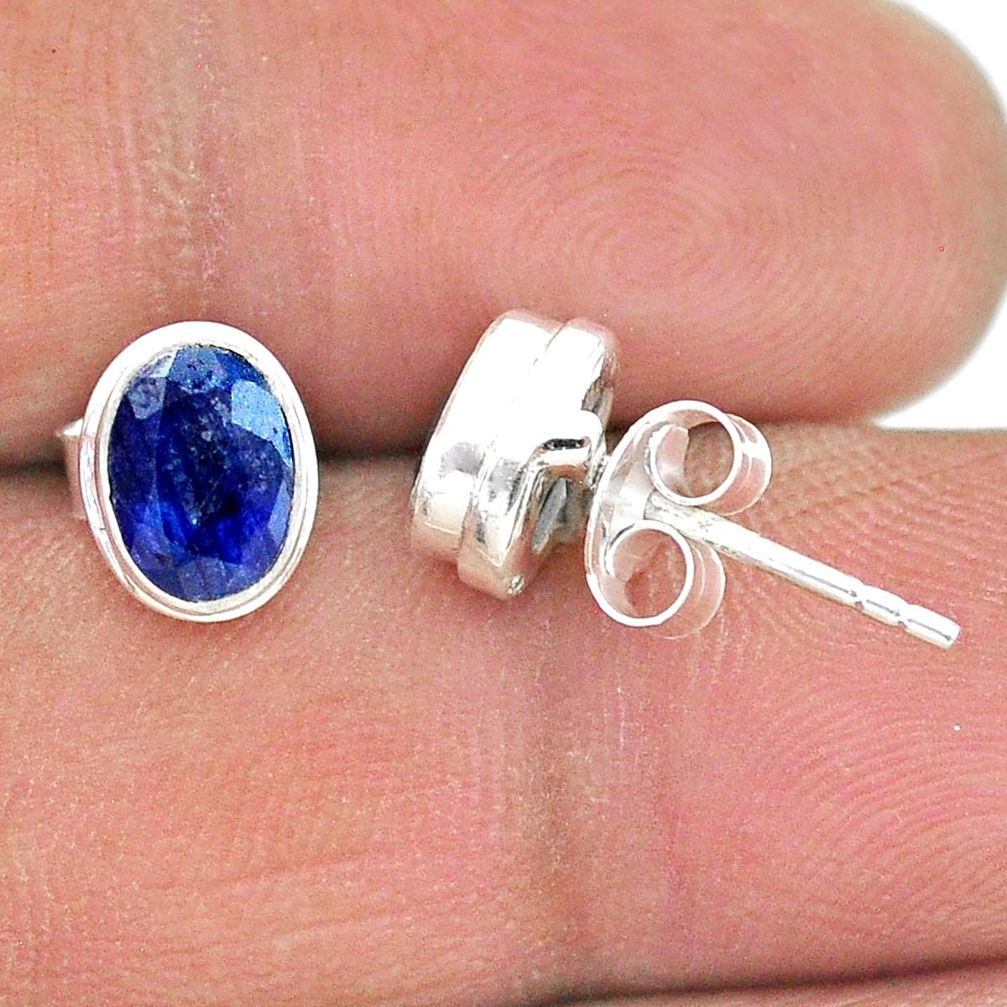 925 sterling silver 3.17cts natural blue sapphire stud earrings jewelry t19300