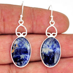 925 sterling silver 10.58cts natural blue sodalite oval dangle earrings y77211