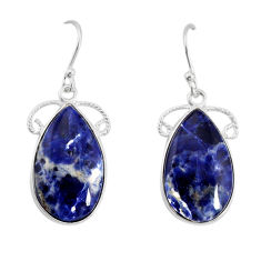 925 sterling silver 12.01cts natural blue sodalite pear dangle earrings y77260