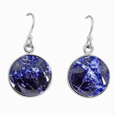 925 sterling silver 12.10cts natural blue sodalite round dangle earrings y79995