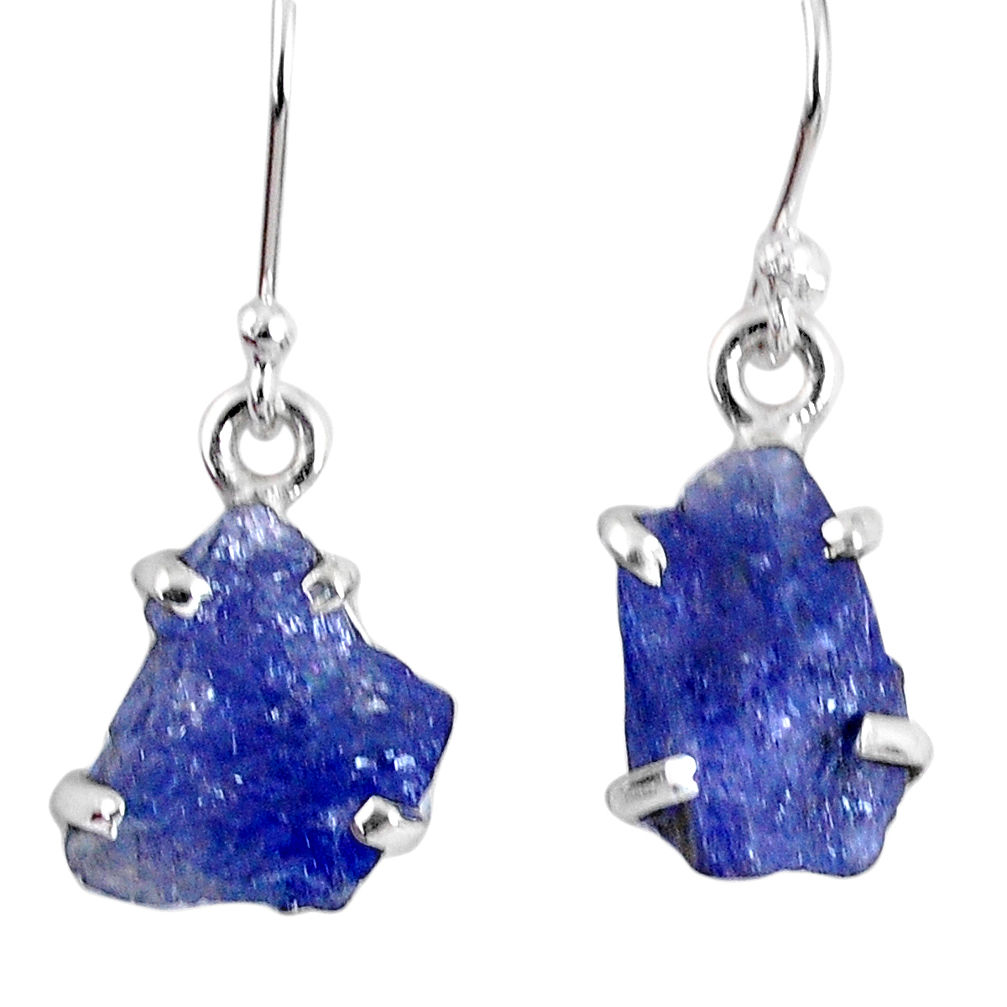 925 sterling silver 10.08cts natural blue tanzanite rough dangle earrings r62111